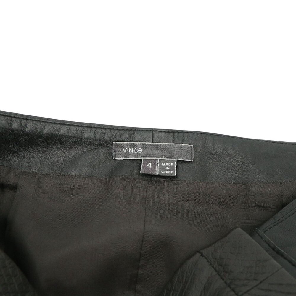 Vince Genuine Leather Snake Embossed Pencil Skirt Graphite Gray Black Zip 4 - Picture 5 of 7